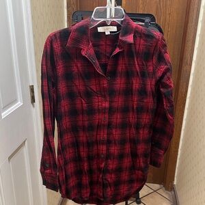 LOFT Red and Black Checkered Shirt